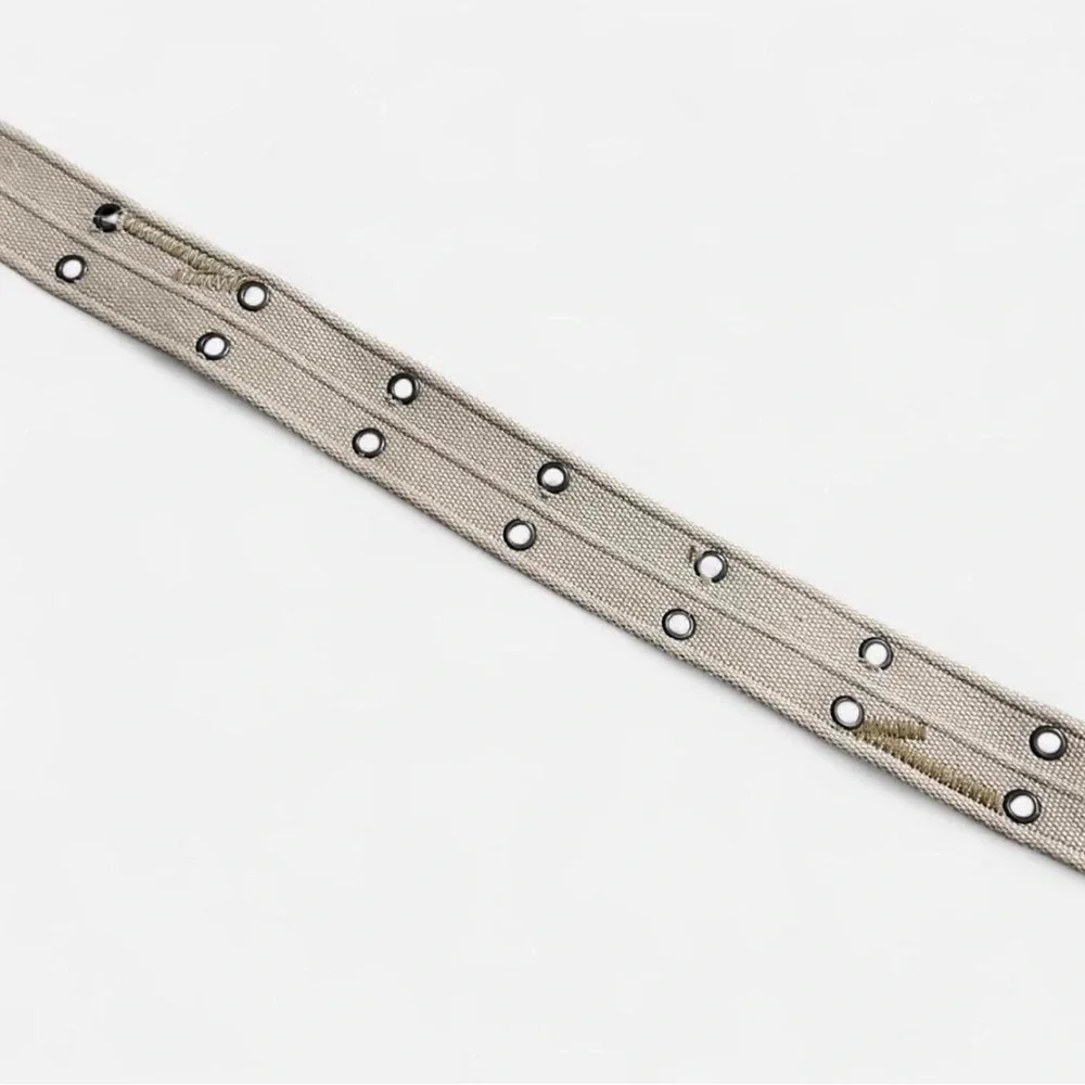 Canvas Double-Row Grommet Men's Belt in Beige
